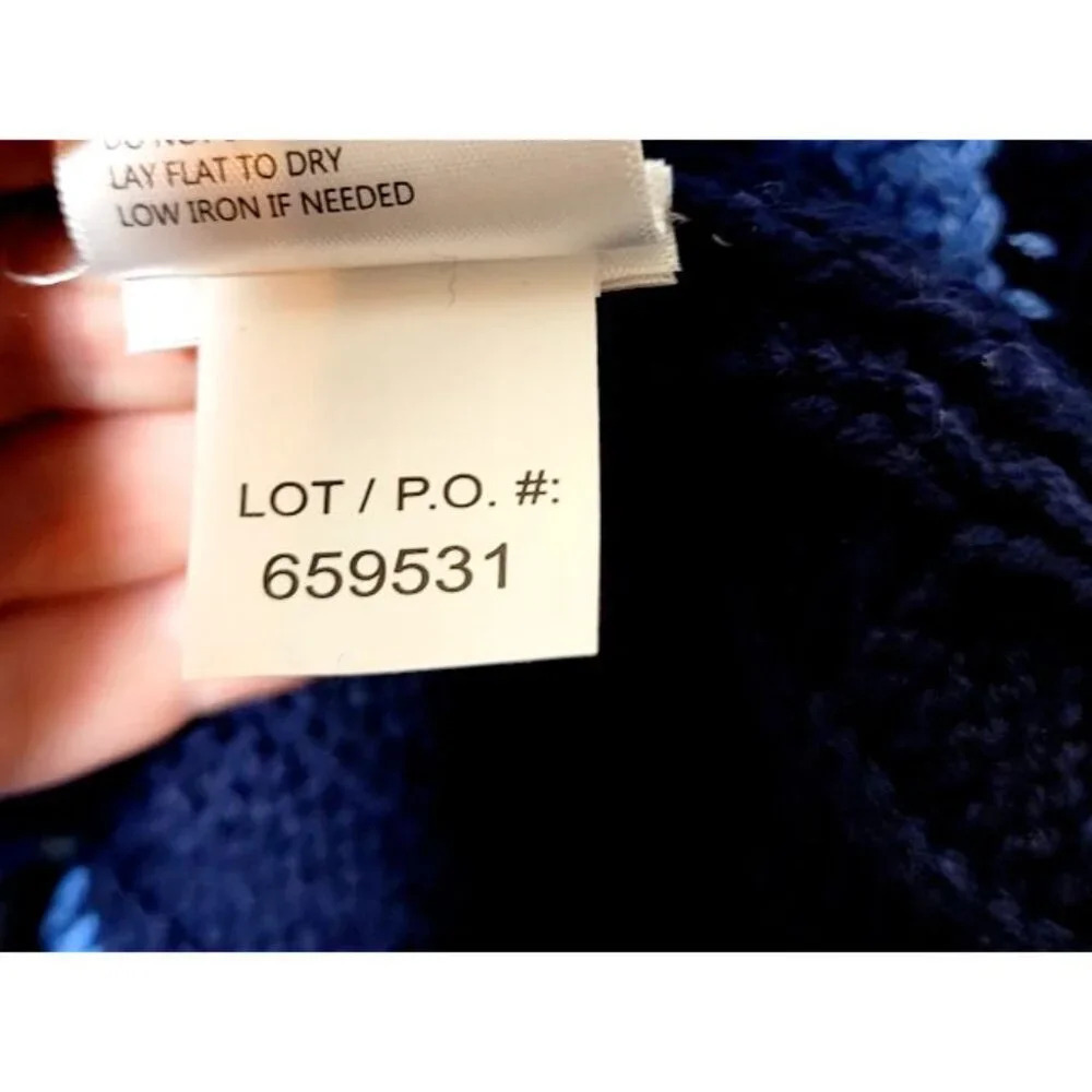 Tribal Sweater PM Patchwork Pattern Blue Gray Str… - image 12